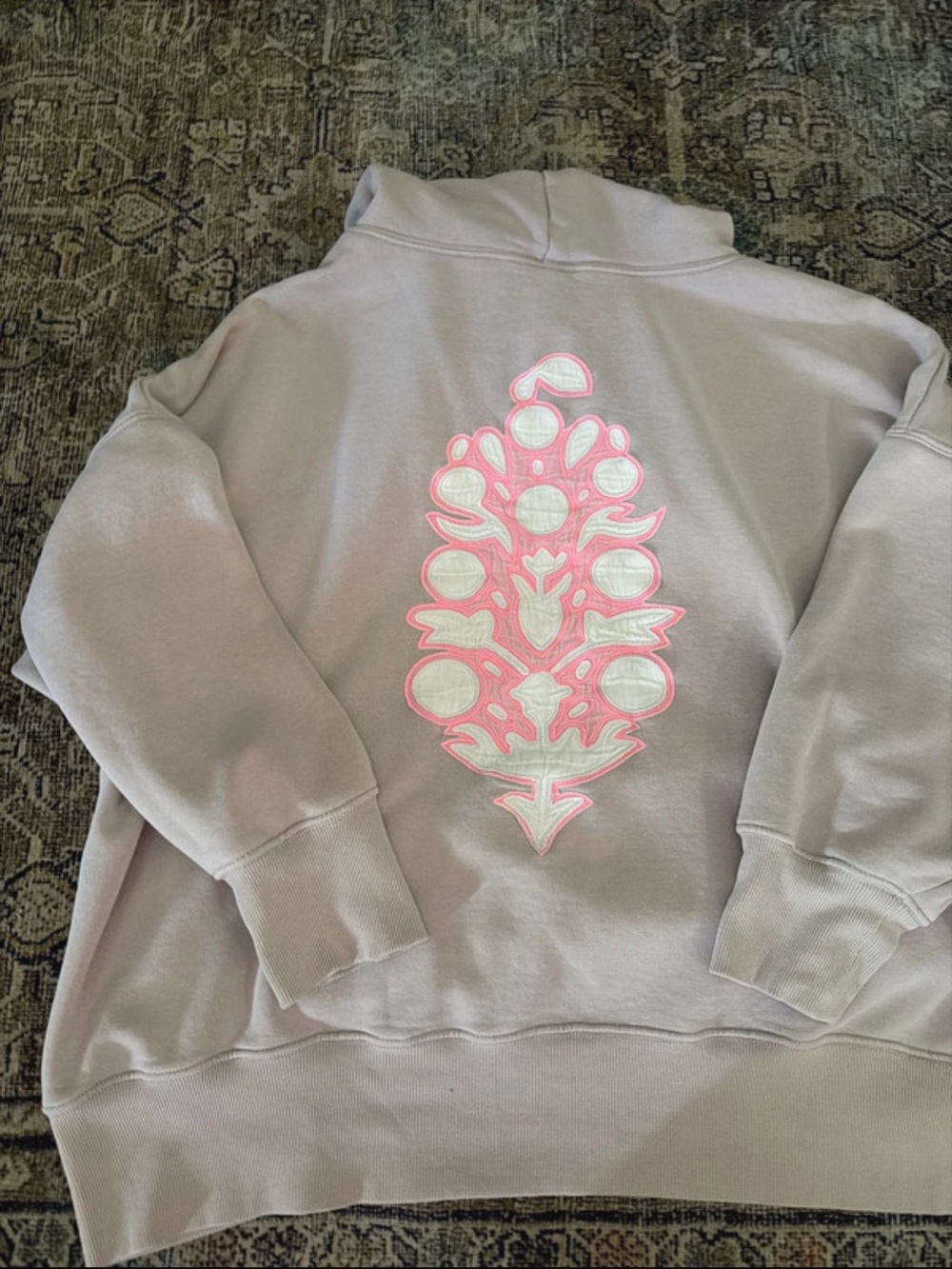 Free People Lavender Pullover with Pink Graphic